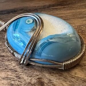 Blue Stone Pendant, Handmade